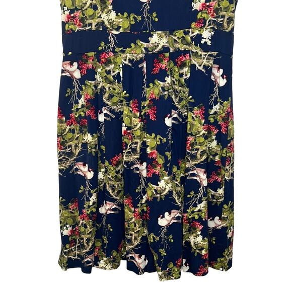 Jolie Moi Blue Bird Floral Sleeveless A-line Pleats Lined Midi Dress Size 18 - Picture 3 of 9